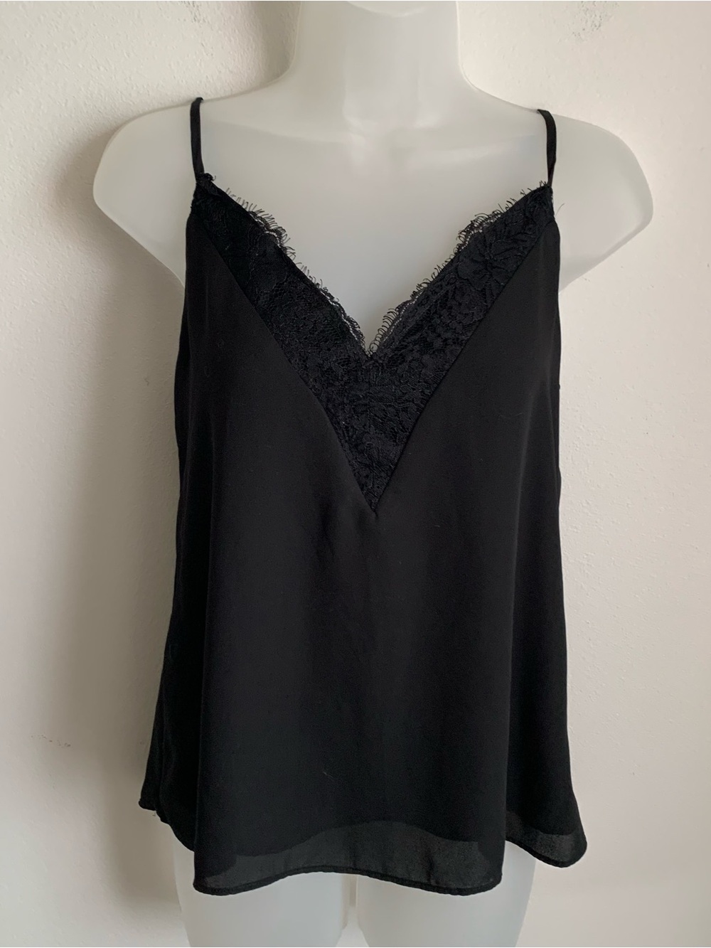 Socialite Black Lace Trim V-Neck Camisole